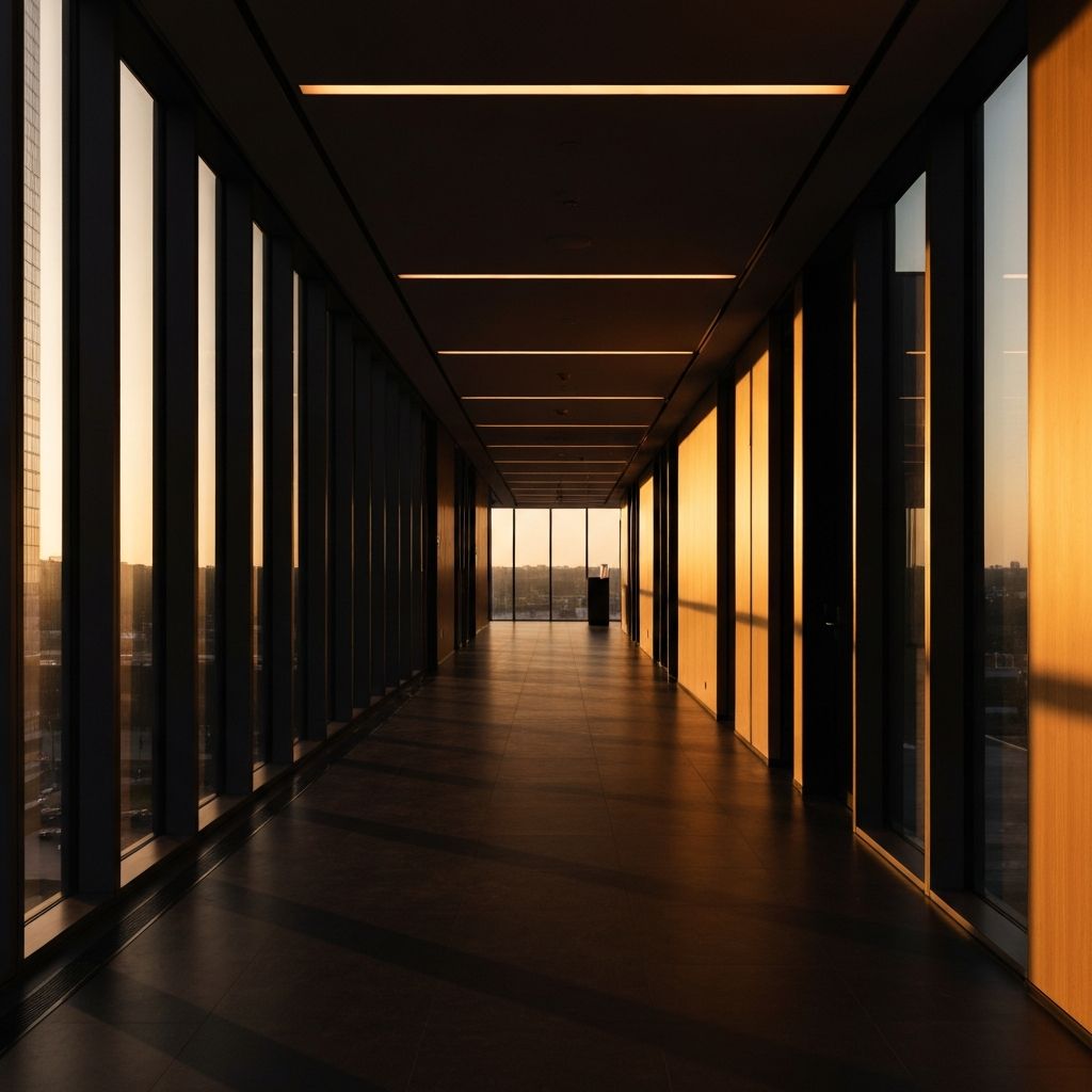 Modern office at dusk